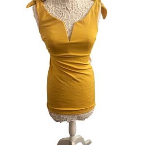 Yellow Tie-Strapped Mini Dress
